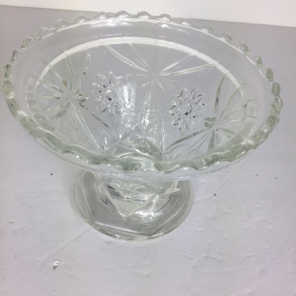 Crystal Glass  Flower  20” Round Cocktails Dish